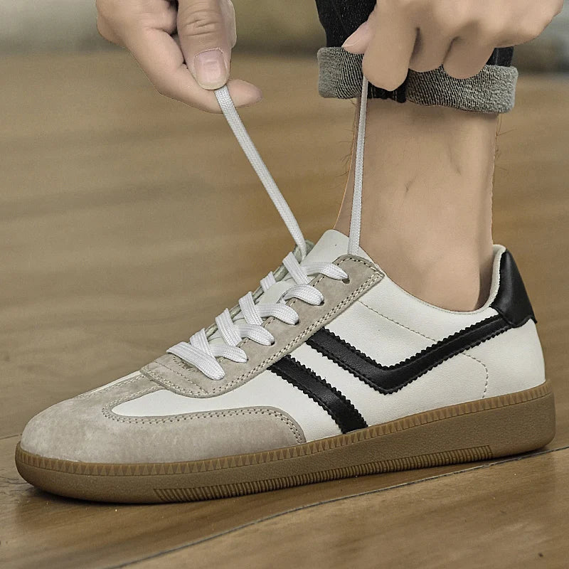 Scarpe Vulcanizzate Uomo Collezione Primaverile Scarpe Stringate Casual da Esterno Pelle Classiche da Passeggio Skate