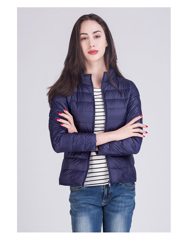Cappotto Imbottito Femminile Ultraleggero Ripiegabile Collo Alla Coreana Slim Fit Da Ufficio 2023 Nuovi Arrivi