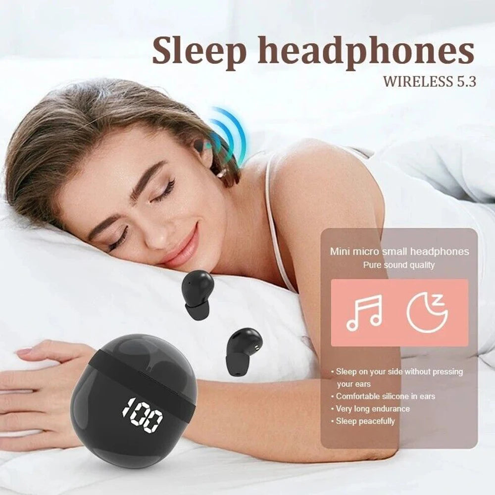 SK18 Mini Cuffie Invisibili Wireless Bluetooth 5.3 Con Microfono Cancellazione Del Rumore HD Per Dormire Con Bassi