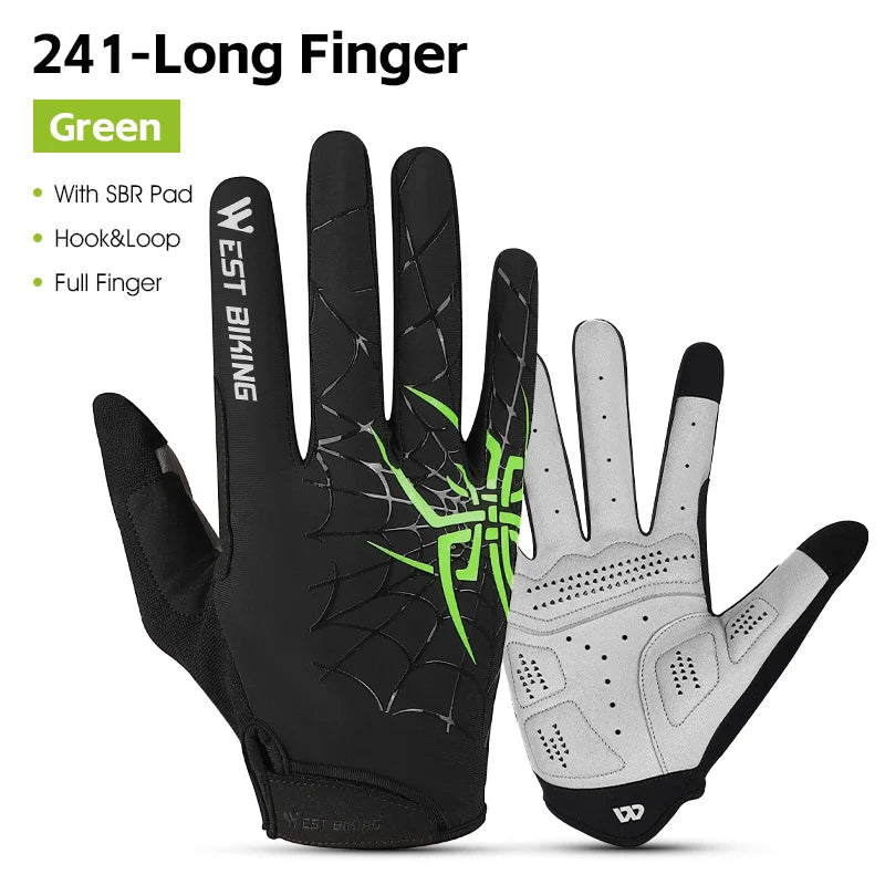 West Biking Guanti da Ciclismo Mezze Dita Con Motivo Ragni Cool Spider Estivo MTB Guanti da Strada Touch Screen