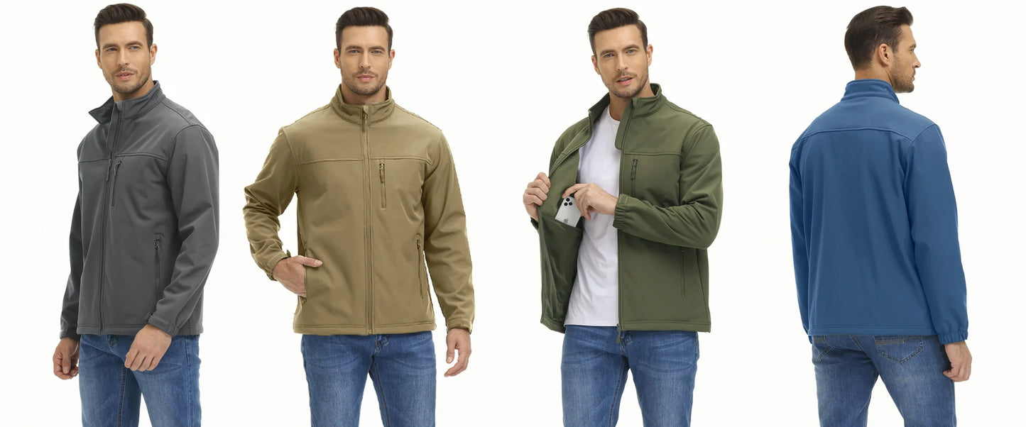 TACVASEN fodera in pile impermeabile giacca a vento giacche da lavoro invernali da uomo tasca con cerniera cappotti Casual capispalla con Zip intera top