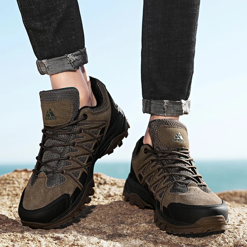 HikeUp Scarpe da Trekking da Uomo Traspiranti con Lacci Ammortizzate per Escursionismo all Aperto Impermeabili Outdoor