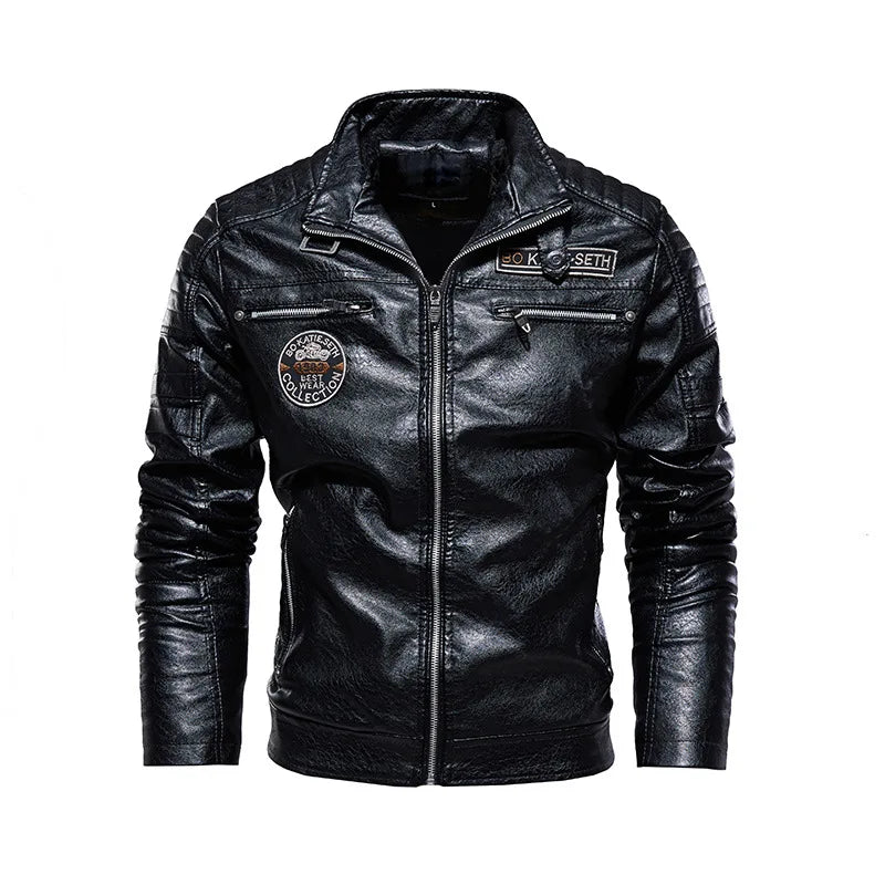 Cappotto Moto In Pelle Con Fodera In Pile Per Uomo Nero Caldo Abbigliamento Invernale Di Alta Qualità