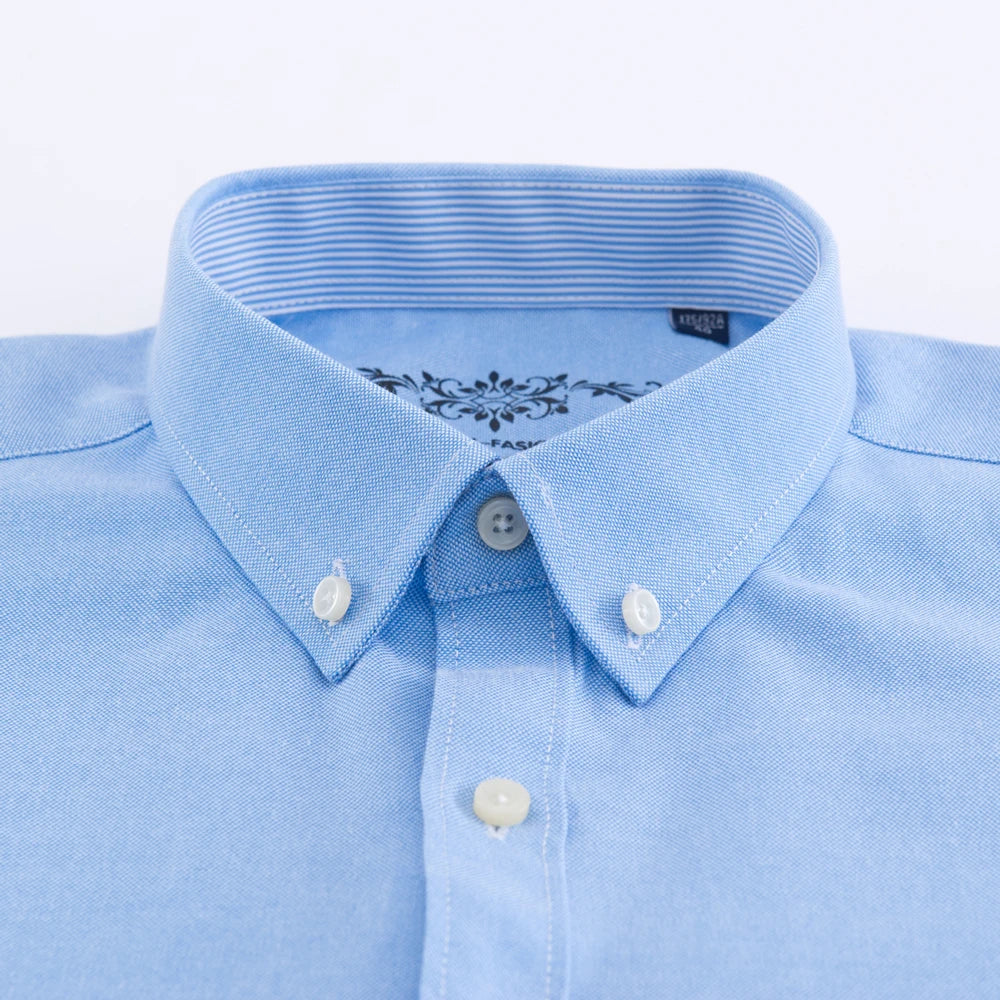 Camicia Uomo Solida Elegante Misto Cotone Traspirante Maniche Lunghe Formale Con Bottoni Vestibilità Regolare Risvolto