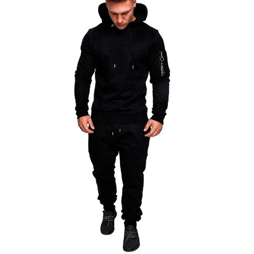 Set Abbigliamento Sportivo Da Uomo Due Pezzi Felpa Con Cappuccio Tattico Militare Pantaloni Traspirante Caldo Jogging