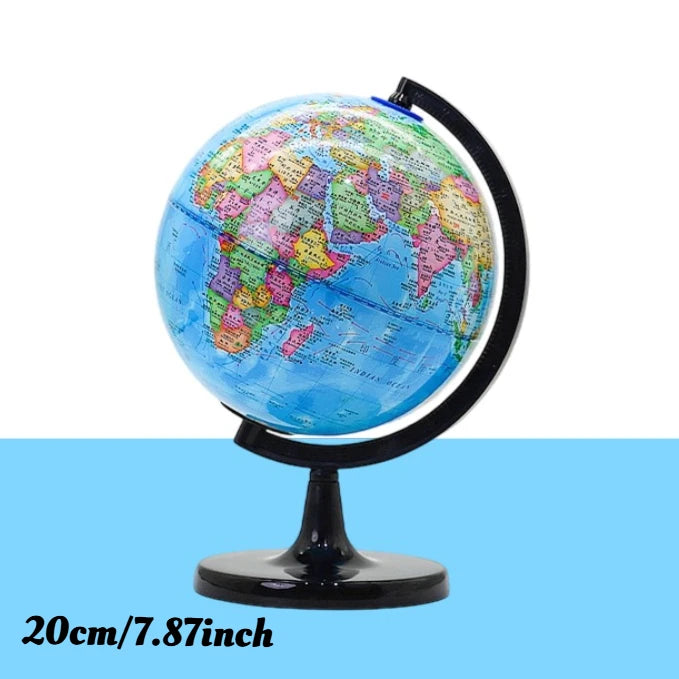 Set Globo Didattico per Aula, Mappa del Mondo in Inglese HD con Visione a 360 Gradi °   Base Girevole, Risorse Geografiche Standard per Scuole