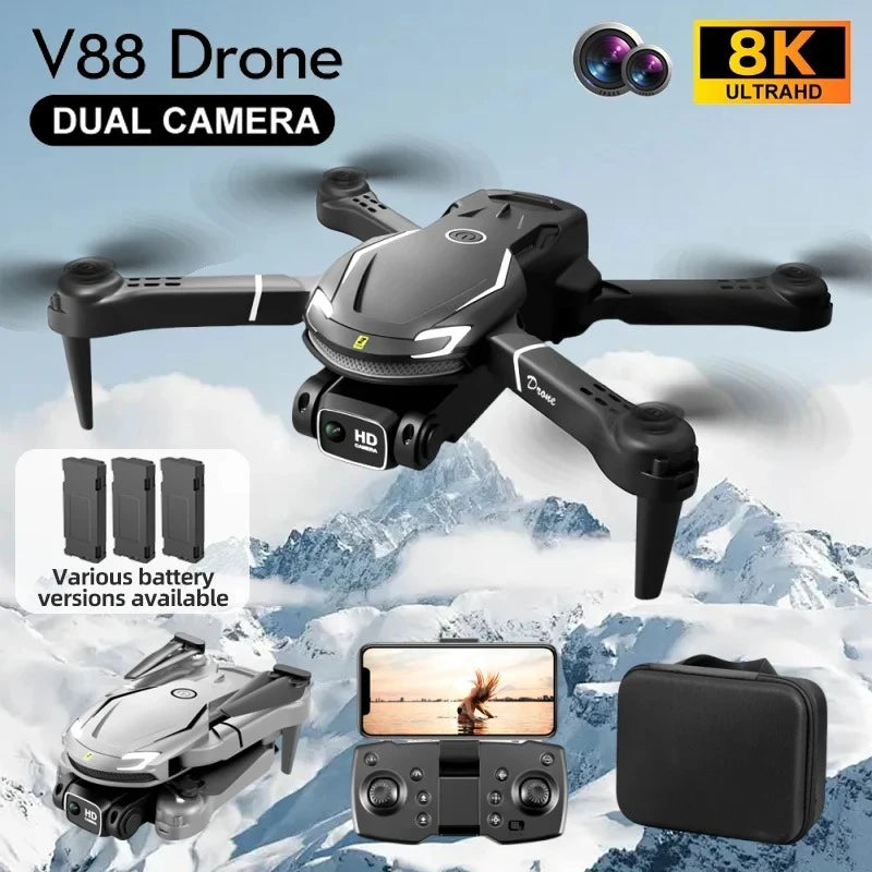 Nuovo Mini Drone V88 5G 8K 4K HD Fotografia Aerea Pieghevole Telecomandato Quadricottero Giocattolo Regalo 2026