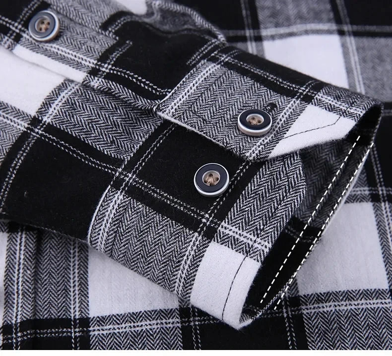 Camicie Flanella Scozzese da Uomo Manica Lunga Plus Size 9XL 10XL 11XL Cotone Morbide Standard Fit Casual