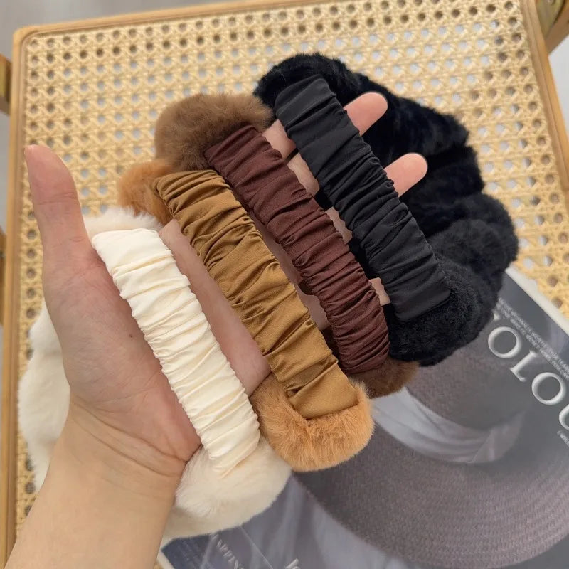 Fascia Larga Invernale Antivento In Pelliccia di Coniglio Elastico Protezione Orecchie Calda Accessorio Capelli Donna