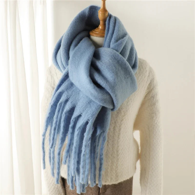 Sciarpa Invernale Per Donna Cashmere Caldo Pashmina Morbida Grande Scialle Con Nappa Poncho Lungo Echarpe