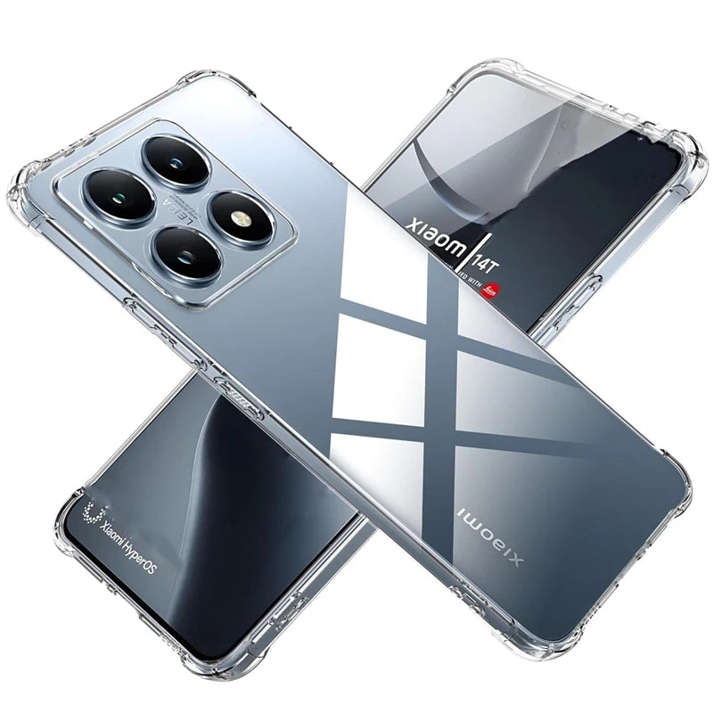 Custodia TPU Antiurto Trasparente A Quattro Cornici Per Xiaomi 14T Pro 14 13 Lite 13T Protezione Leggera