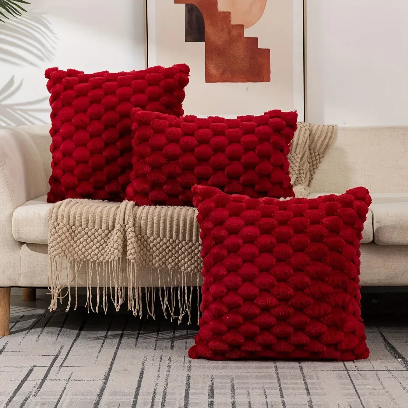 Rosso Natale Federa Bianca per Divano 45x45 cm Fodere per Cuscini con Schienale in Taffetta Tartaruga Decorazioni Casa
