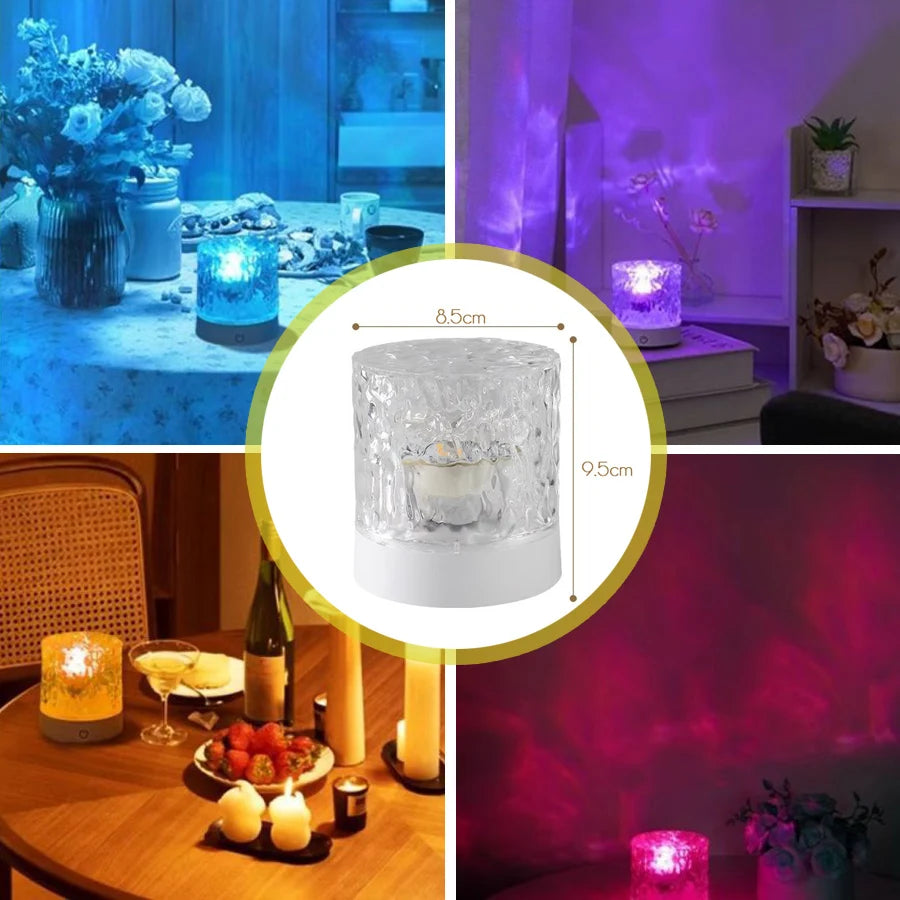 Proiettore Ricaricabile Con Ondulazione Dell Acqua LED 16 Colori RGB Lampada Notturna Telecomando Per Camera Da Letto