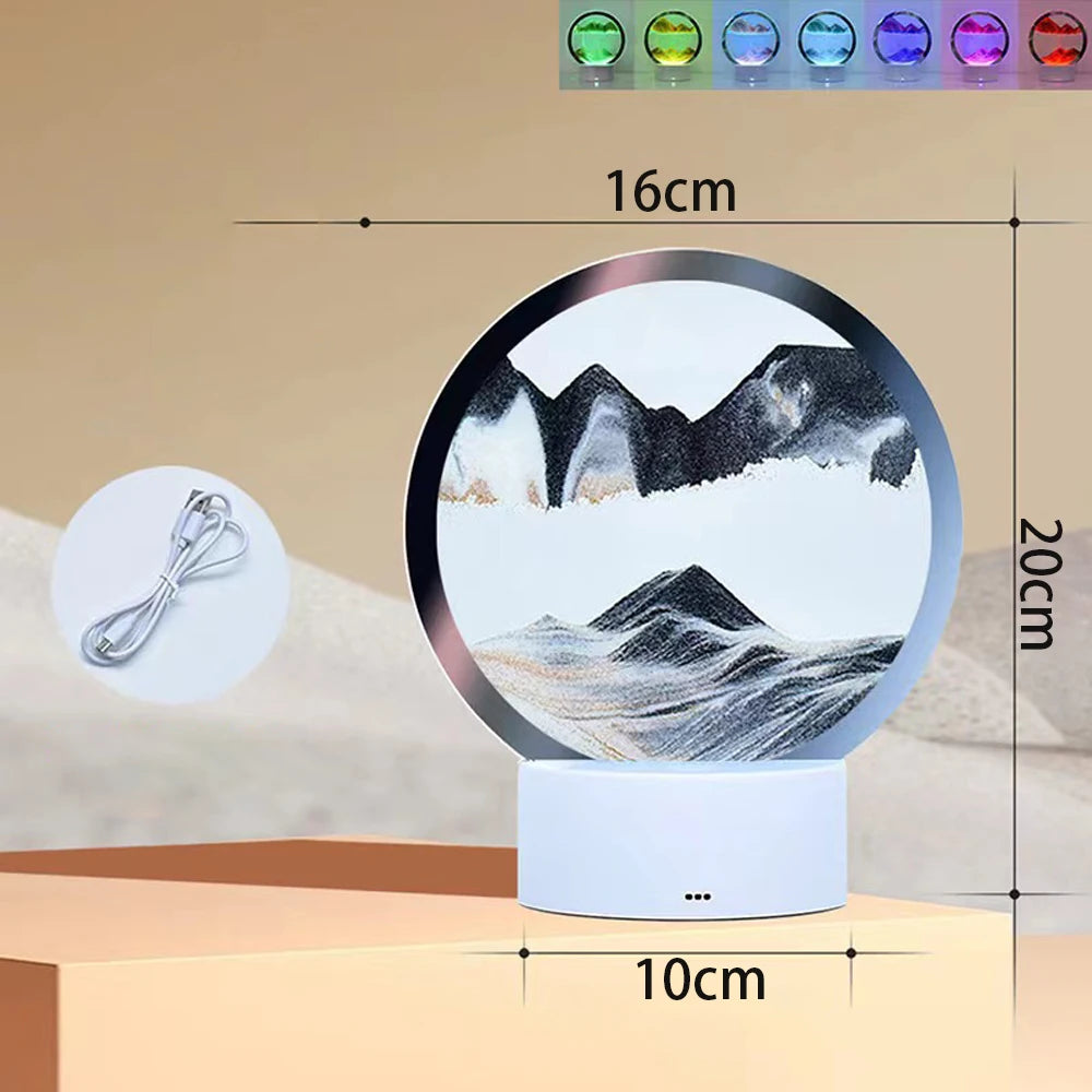 Clessidra Creativa Sabbie Mobili Luminose e Pittura Paesaggistica Ornamento Per Soggiorno Ufficio Luce Lusso Regalo