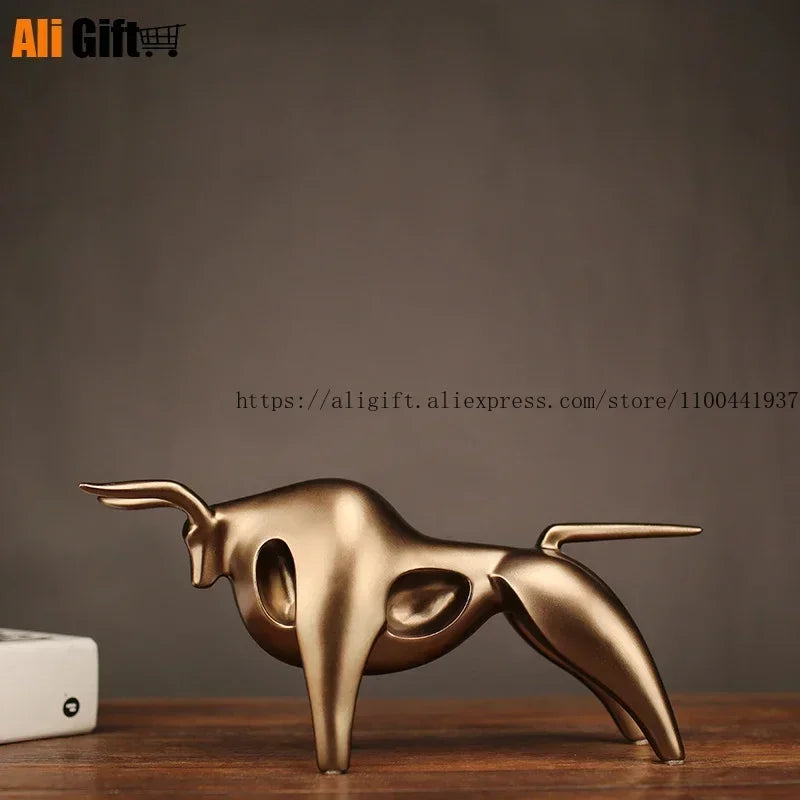 Decorazione In Resina Toro Dorato Scultura Moderna Astratta Geometrica Per La Casa Regalo Elegante
