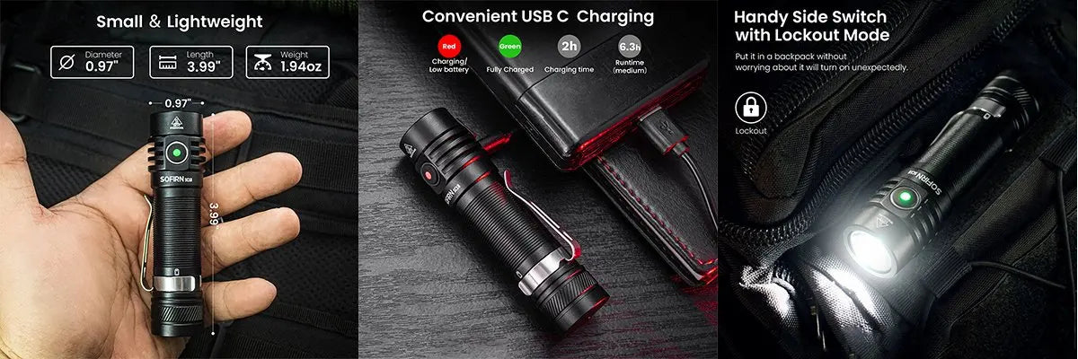 Sofirn SC18 1800lm Torcia EDC USB C Ricaricabile SST40 LED 18650 Ottica TIR Lente Lanterna Indicatore di Alimentazione