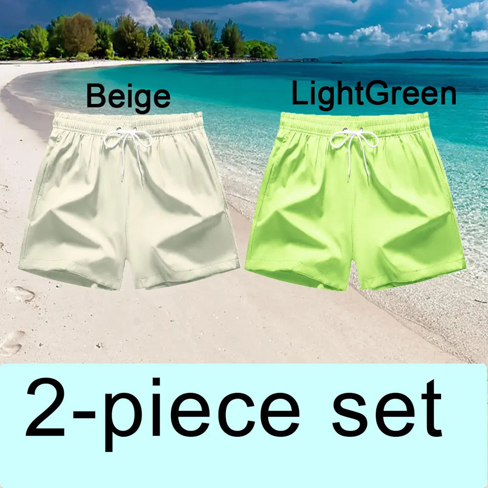 Pantaloncini da Bagno da Uomo da Surf ad Asciugatura Rapida Traspiranti con Coulisse e Tasche per Spiaggia Estiva