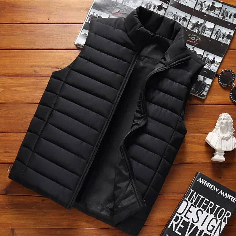 Gilet Senza Maniche Da Uomo Imbottito In Cotone Colletto Alla Coreana Inverno Moda 5XL