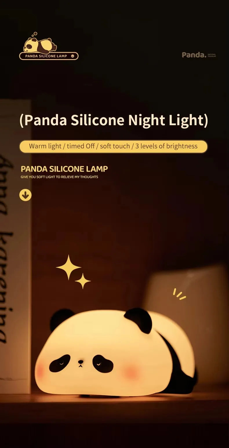 Lampada Notturna Panda Ricaricabile con Sensore Touch Silicone Dimmerabile Led per Comodino per Bambini Regalo