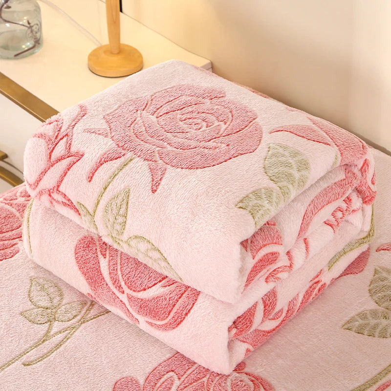 Bonenjoy 1 Pezzo Coperta In Pile Floreale Rettangolare Per Divano E Casa Morbida Calda Confortevole Plaid Da Viaggio