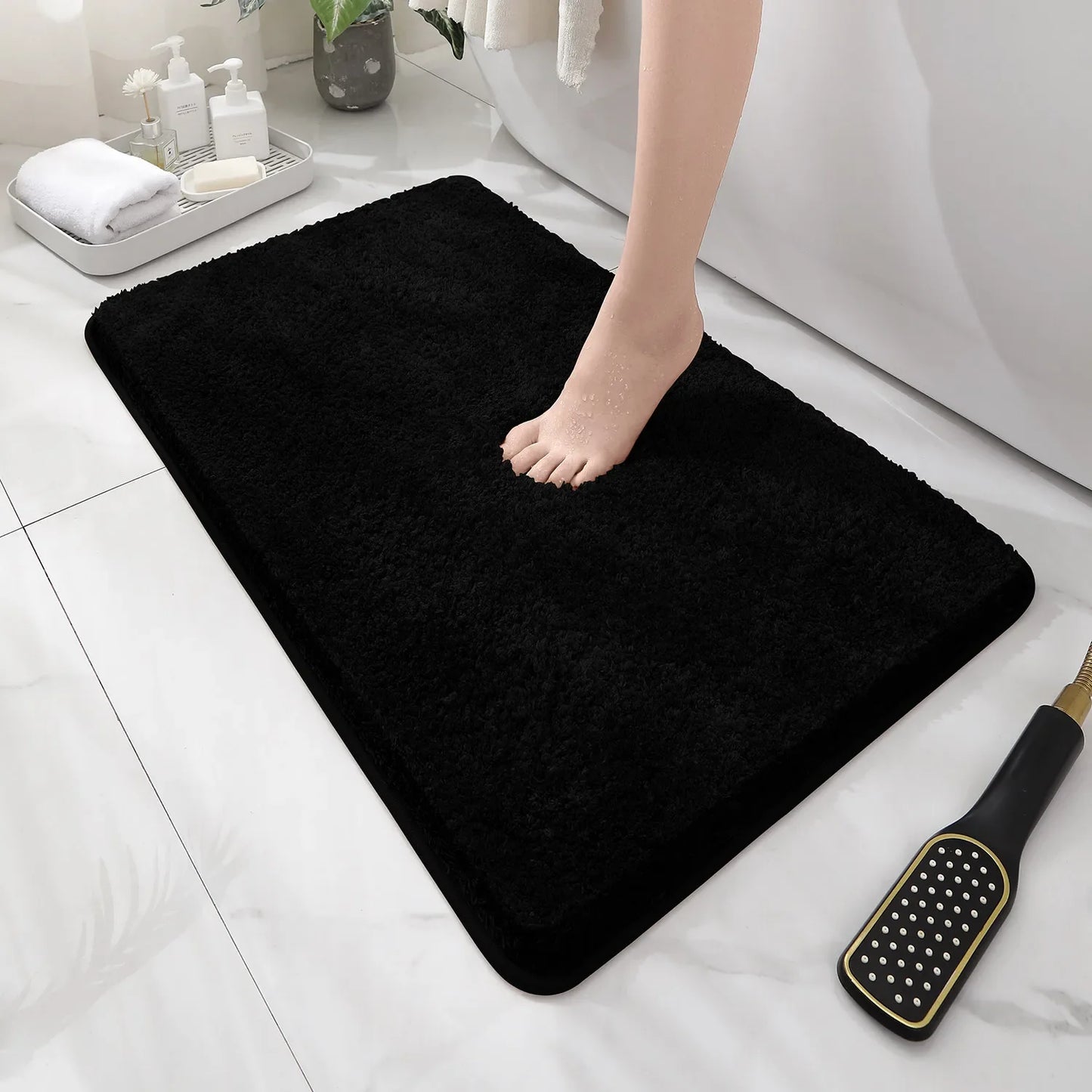 Tappetino Da Bagno Arrotondato E Ispessito Antiscivolo Peluche Assorbente Per Vasca E Per Porta D Ingresso