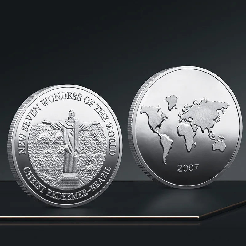 Set Di 7 Monete Placcate Oro E Argento Sette Meraviglie Del Mondo Collezione Commemorativa Viaggi
