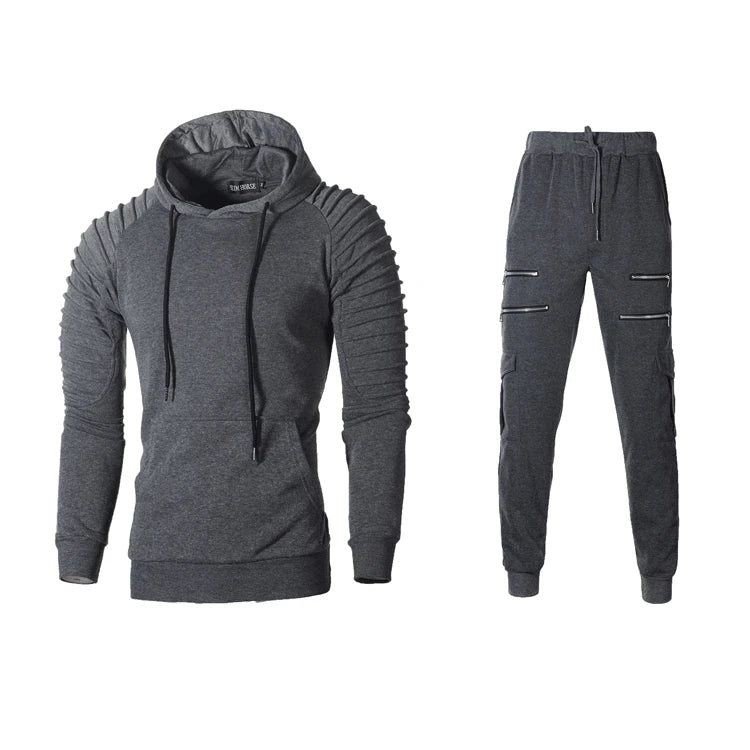 Set Abbigliamento Sportivo Da Uomo Due Pezzi Felpa Con Cappuccio Tattico Militare Pantaloni Traspirante Caldo Jogging