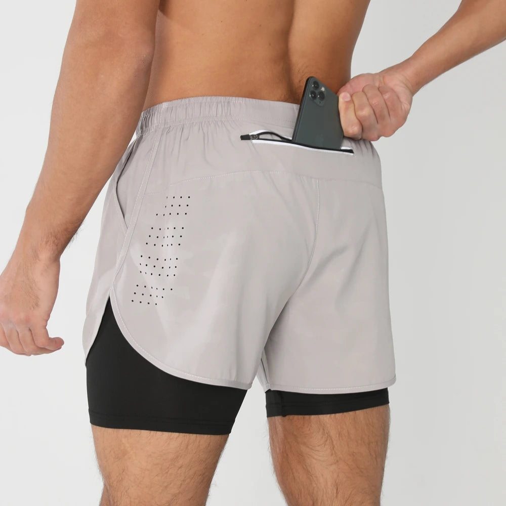 Pantaloncini Da Corsa Da Uomo 2 In 1 Palestra Asciugatura Rapida Pantaloni Corti Sportivi Estivi