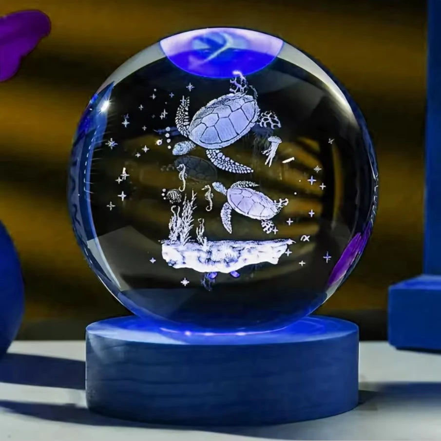 Decorazione Della Stanza Con Sfera Di Cristallo 3D E Base Led Per Luce Ambientale Nel Soggiorno