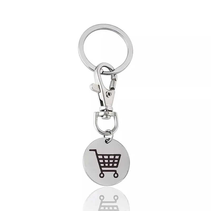 Portachiavi Gettoni Carrello Spesa In Metallo Mini Con Etichetta Monete Per Rimozione Carrello Supermercato Unisex Regali