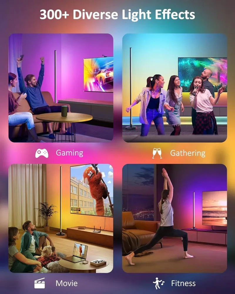 Lampada Da Terra LED Intelligente Con Telecomando RGB Controllo App Sincronizzazione Musicale Angolata Per Umore E Giochi In Soggiorno