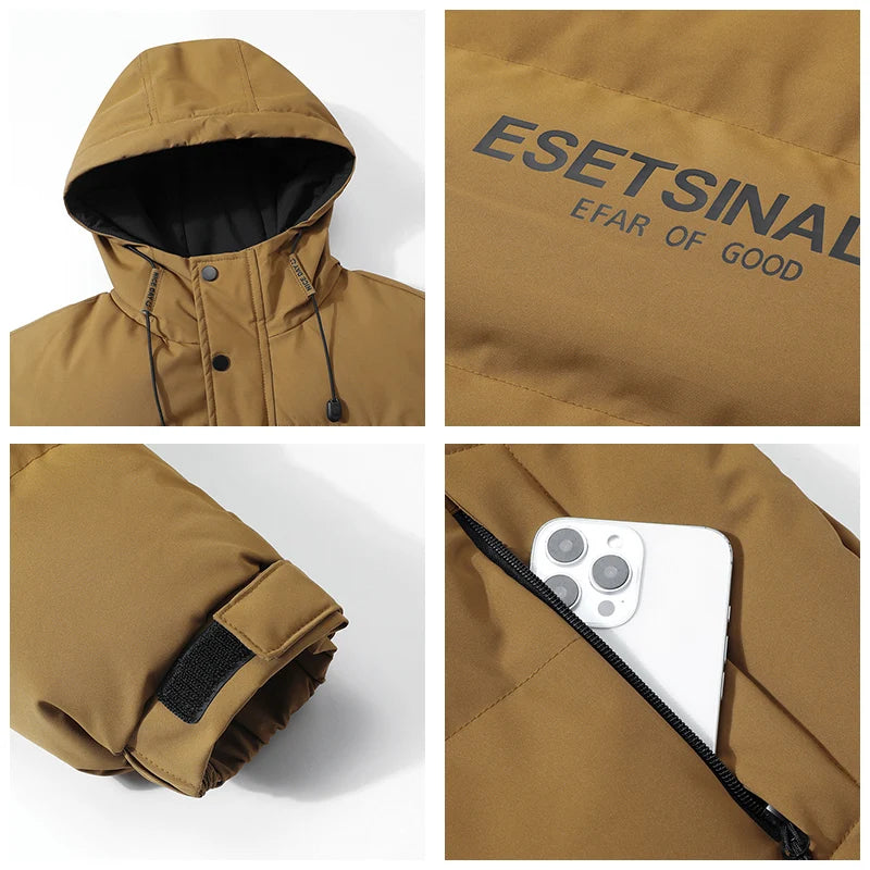 Parka Da Uomo Antivento Ispessito Da Outdoor Con Cappuccio Abbigliamento Invernale Casual Comfort