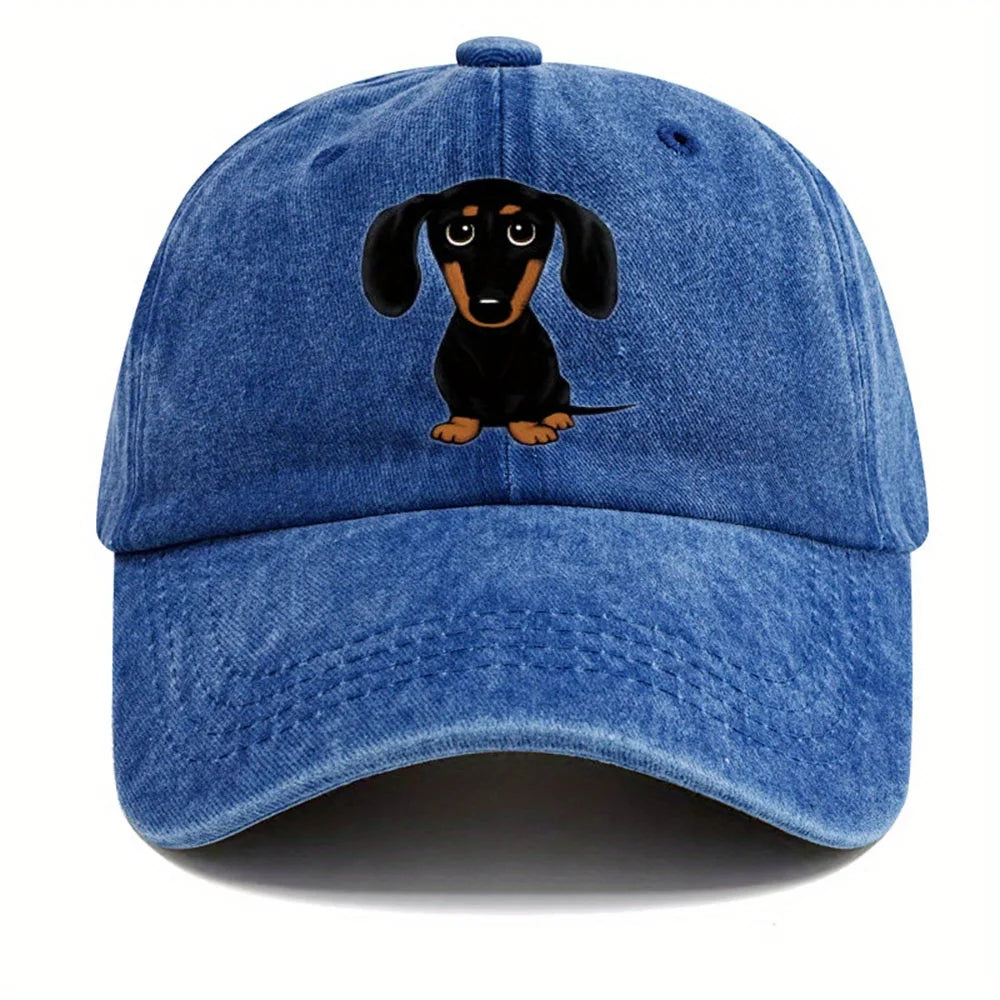 Berretto Baseball Bassotto Stampa Retrò Lavato Unisex Regolabile Stile Casual Per Papà
