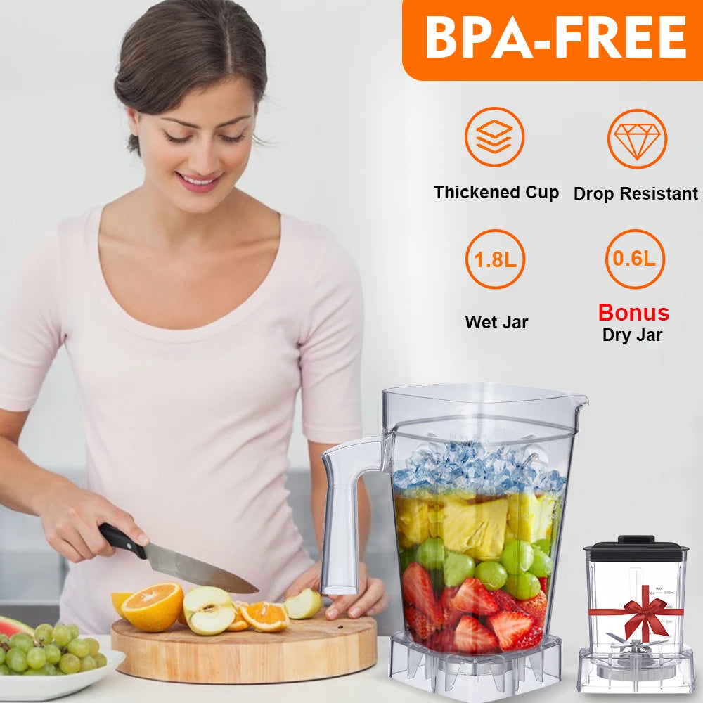 Biolomix Mini Pro Frullatore 1800W Con Barattolo Principale Da 1,8 L E Tazza Portatile Da 0,6 L Senza BPA