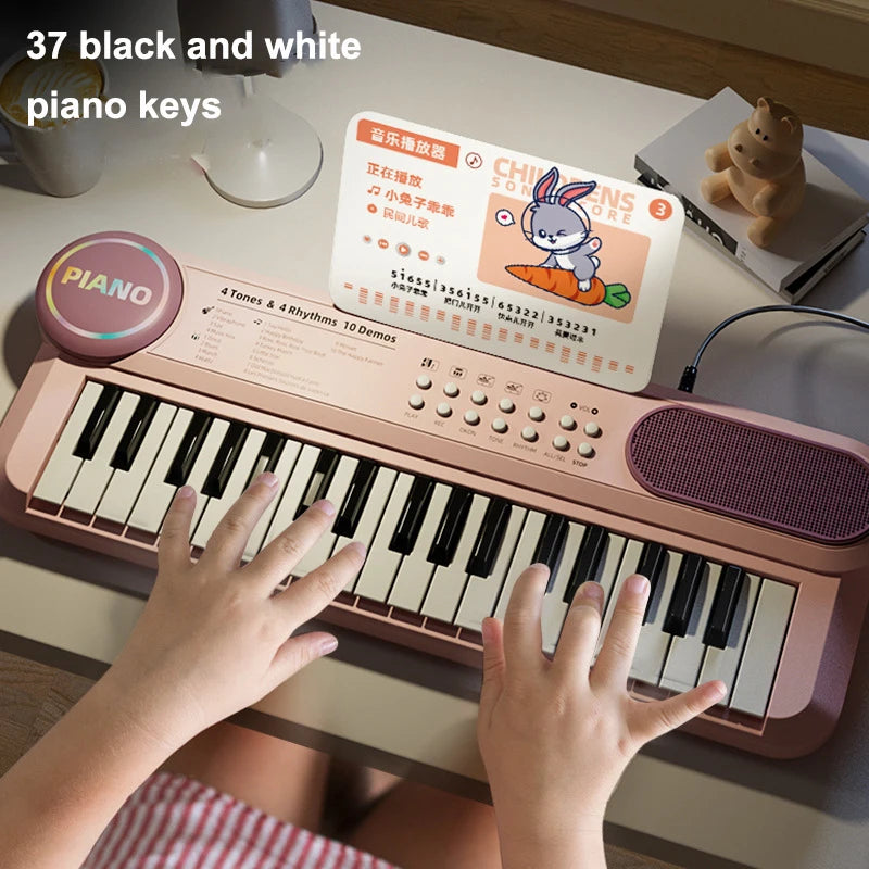 Tastiera Per Pianoforte Per Bambini A 37 Tasti Elettronico Multifunzione Con Microfono Giocattolo Educativo Per Educazione