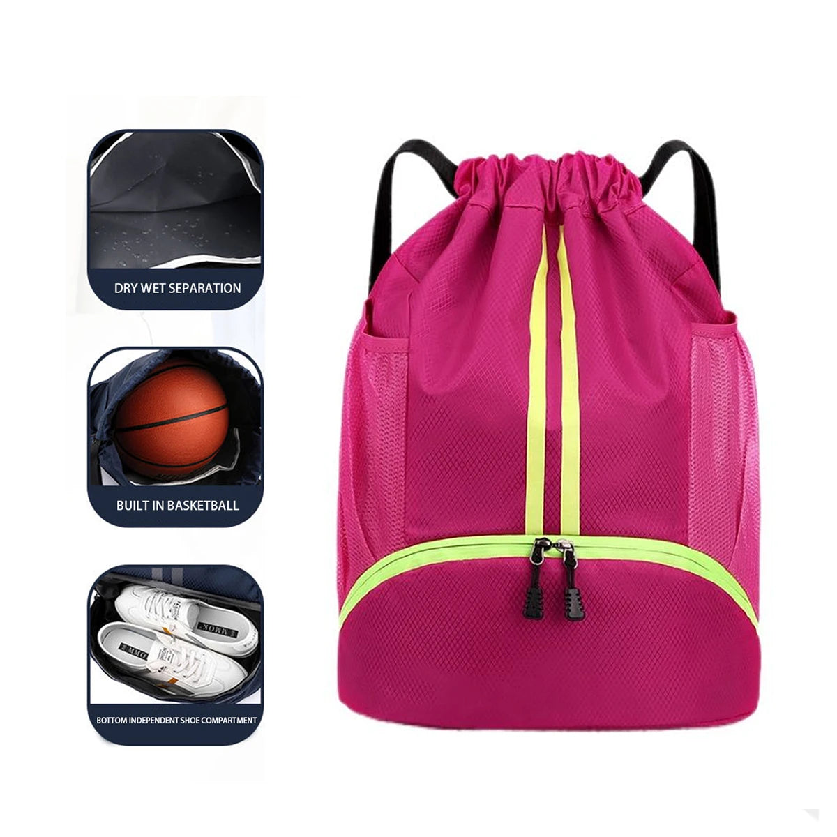 Borsa Da Sportiva Per Basket E Nuoto Con Compartimento Asciutto E Bagnato Da 20 A 35 Litri Per Allenamento