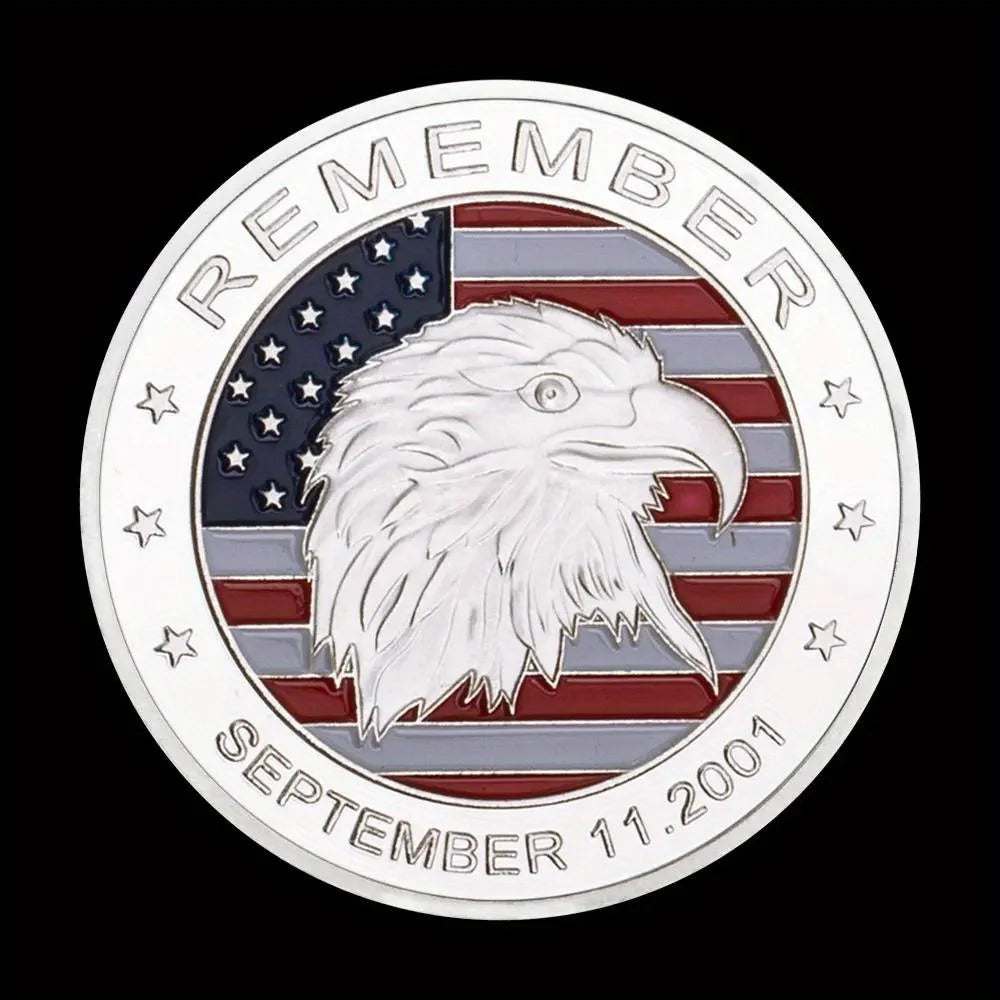 Moneta Ricordo 9.11 2001 Placcata Oro Modello Aquila Commemorativa Da Collezione Souvenir
