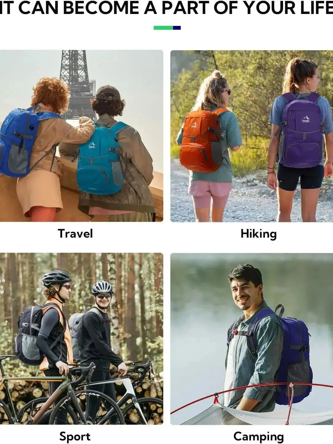 Waterfly Zaino da Trekking Pieghevole Impermeabile Ultraleggero 25 Litri Unisex per Donna e Uomo