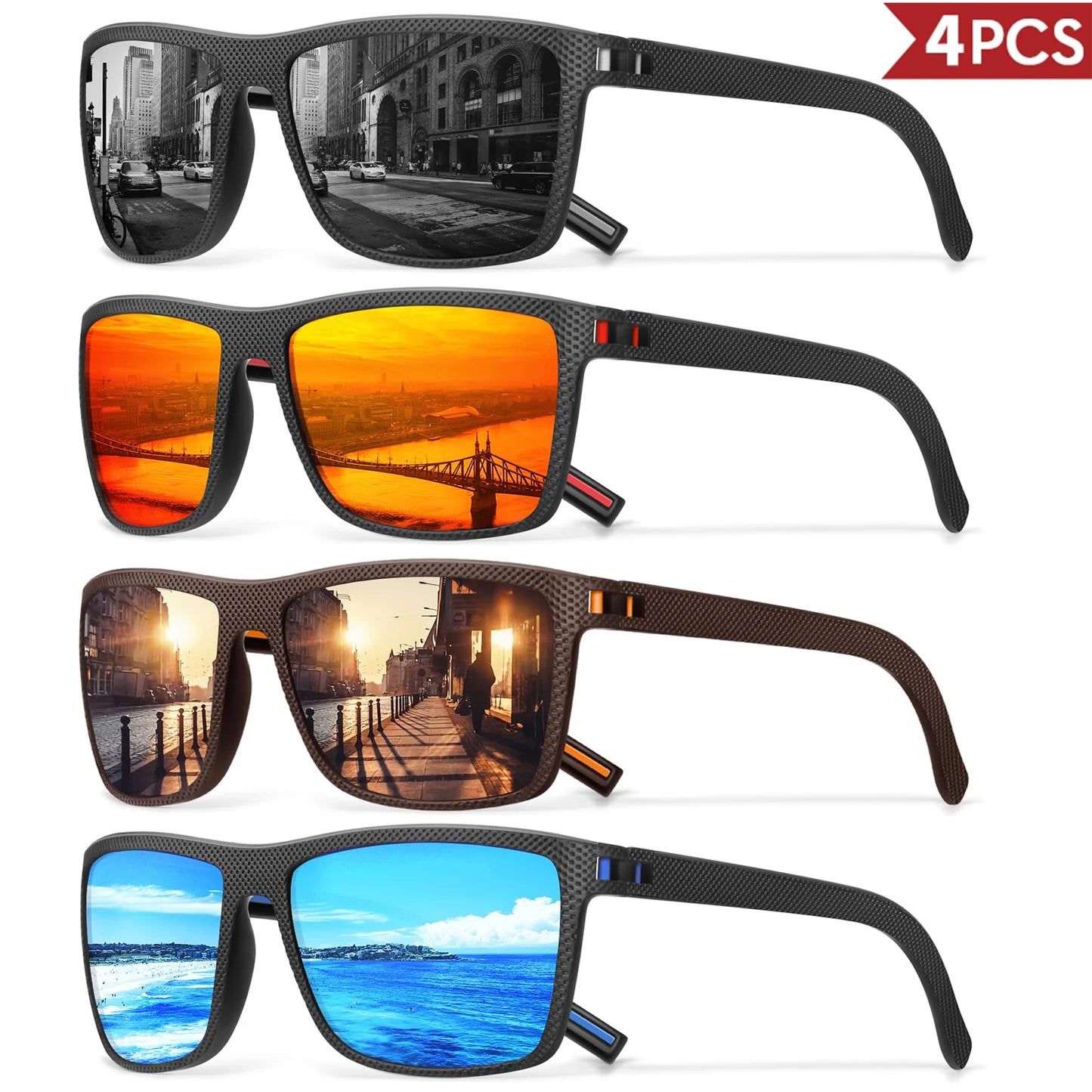 Confezione Occhiali Da Sole Polarizzati Colorati Unisex Con Scatola Di Design UV400 Per Guida Pesca E Sport All Aperto