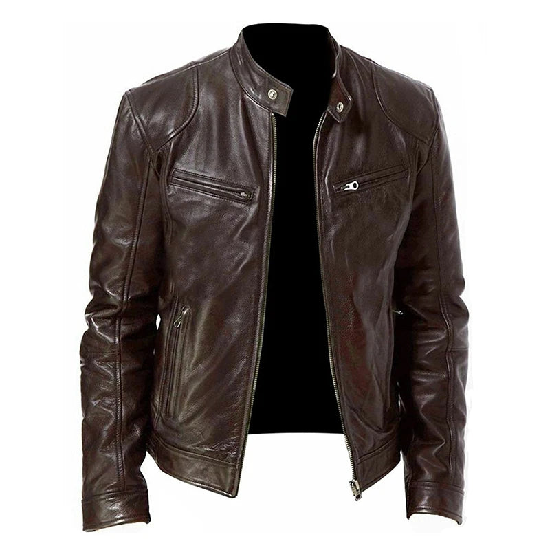 Giacche Da Moto 2024 Uomo Slim Fit In PU Pelle Sintetica Antivento Autunno Moda Casual Con Bavero