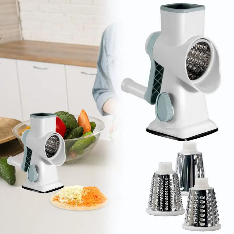 Affettatrice Manuale Grattugia Rotante per Formaggio Aglio Cetrioli Patate Carote Cucina Domestica