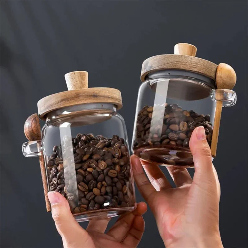 JUSTINLAU Barattoli In Vetro Sigillato Per Cereali E Chicchi Di Caffè Con Cucchiaio E Spezie Da Cucina 400ml 600ml 900ml