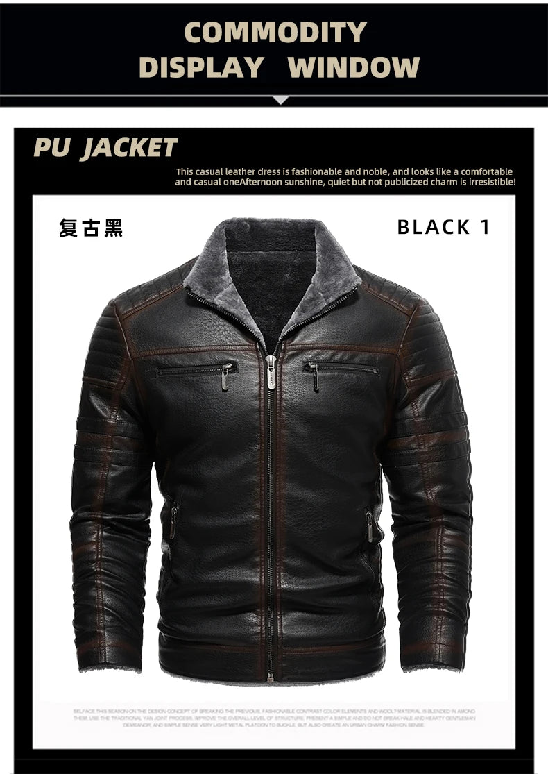 Cappotto Invernale Da Uomo In Pelle PU Addensata Peluche Caldo Retro Stile Urbano