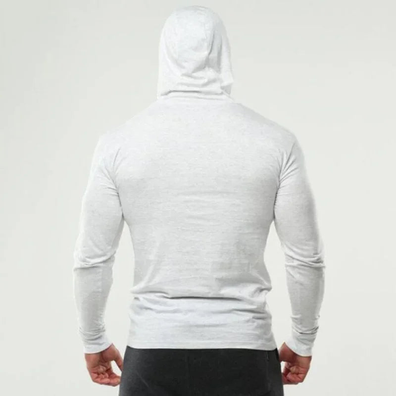 T-shirt da corsa da uomo Primavera Autunno Bodybuilding Felpe con cappuccio Cotone traspirante Allenamento fitness Abbigliamento con cappuccio Palestra Sport Muscolo