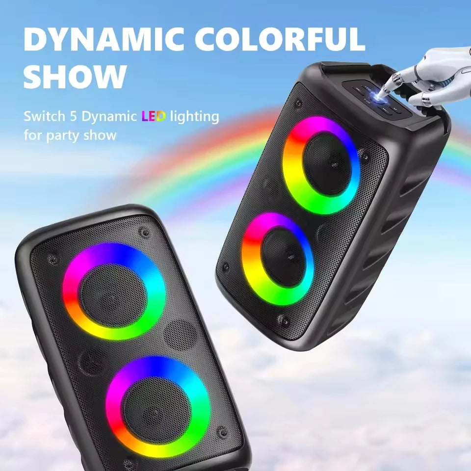 Karaoke Senza Fili Altoparlante Bluetooth Portatile Con Subwoofer Microfono Radio FM Lampada LED TWS Cassa Sonora