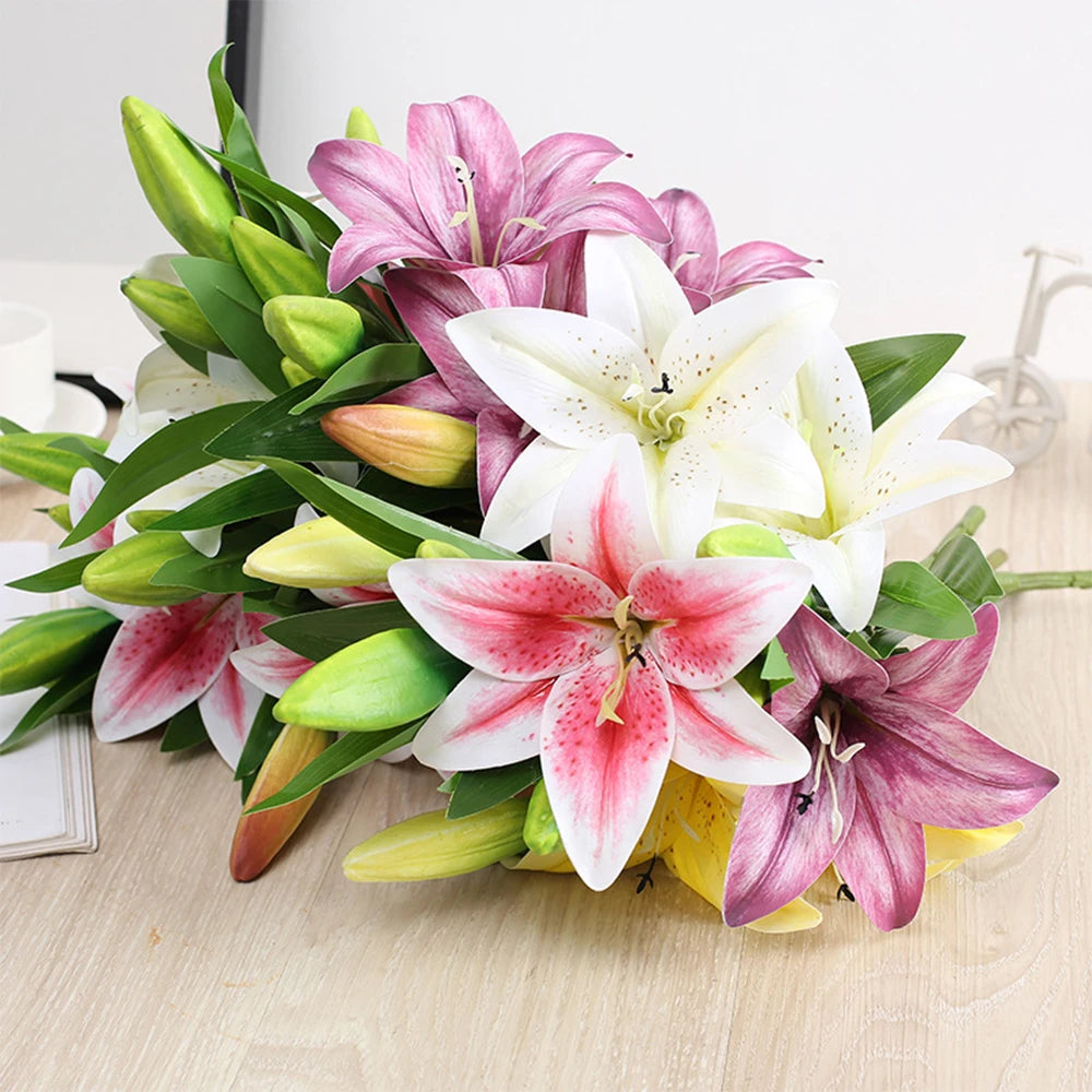 Fiori Artificiali Con Ramo Di Giglio Con Stampa 3D Dall Aspetto Reale Fiori Finti Bianchi Per Decorazione Giardino Nozze