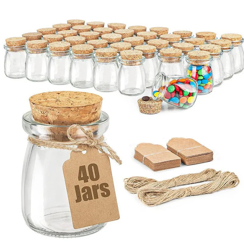 Bottiglie Di Vetro 100 Ml Sigillate Con Tappo In Legno E Corda Di Canapa Set Da 20 Pezzi Per Decorazioni Confetti