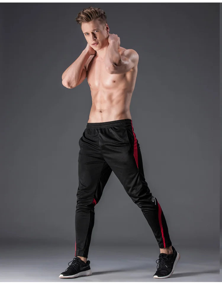 Pantaloni sportivi da corsa da uomo con tasche con cerniera Pantaloni da jogging da calcio Pantaloni sportivi da allenamento Pantaloni da calcio da basket Pantaloni da allenamento da uomo