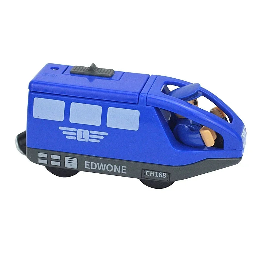 Treno Elettrico Magnetico Locomotiva Per Slot Auto Binario In Legno Con Due Carrelli Giocattolo Leduo Track