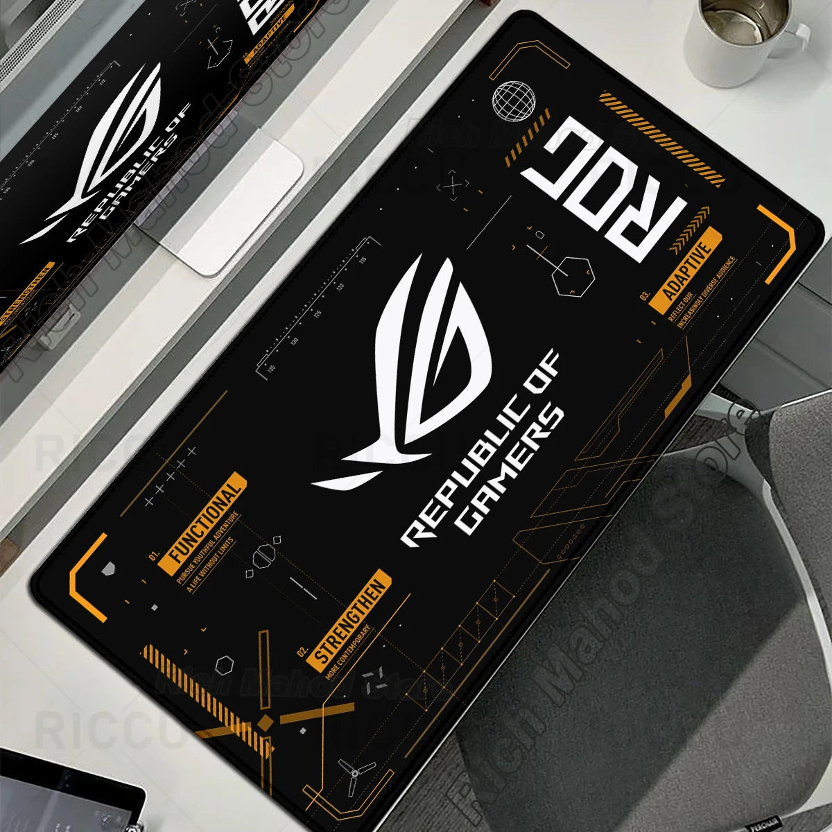 Tappetino per Mouse XXL ASUS ROG Republic Of Gamers Antiscivolo in Gomma per Scrivania da Gioco e Tastiera